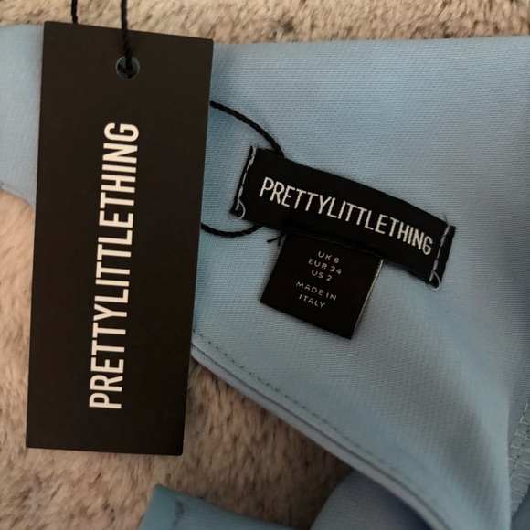 PrettyLittleThing Light Blue Halter Vest Style Tank Top Size 2 - Picture 7 of 8